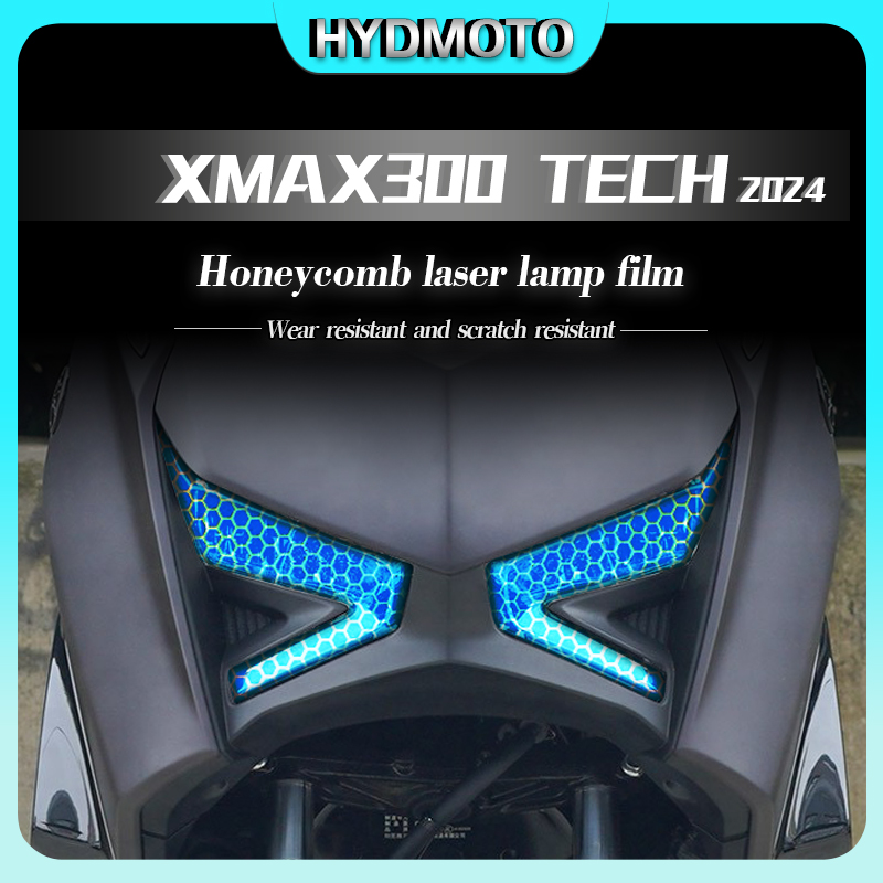 X Tech Accessories - 透明ハニカムレーザーフィルム,ヘッドライトテールライトフィルム,ヤマハx max300 xmax300 tech 2024用ステッカーアクセサリー